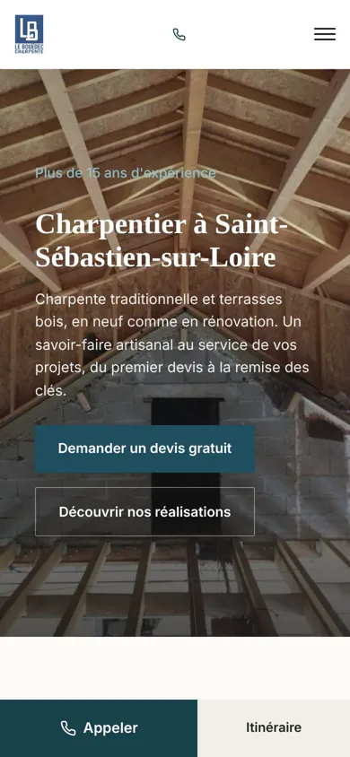 Le même site sur téléphone