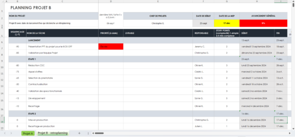 Gestionnaire de planning projets sous EXCEL – Image 3
